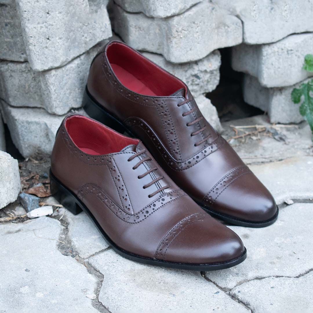 Brown Brogue Leather Oxford Wessi