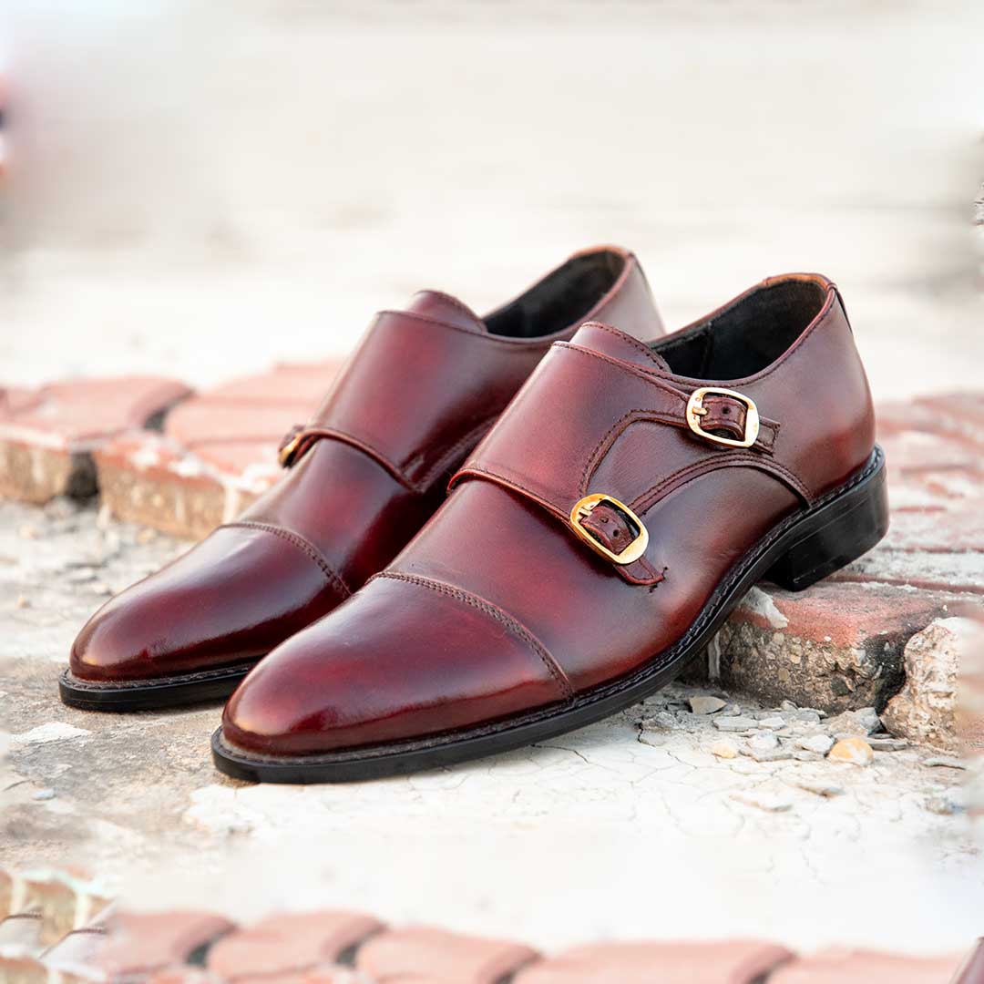 Double Monk Straps – Burgundy Two Tone - WeltMan by U&H