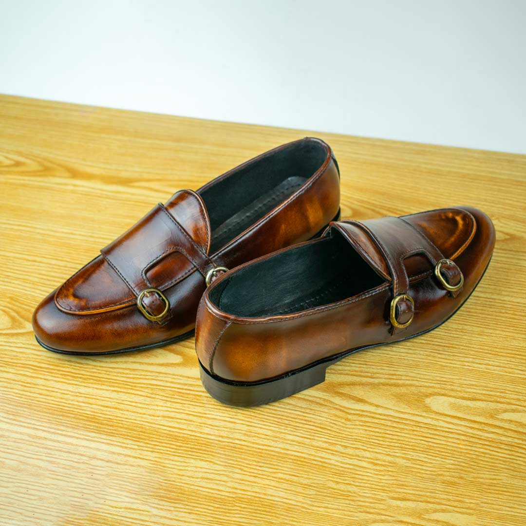 Double Monk Loafers – Burgundy Two Tone - WeltMan by U&H