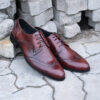 wingtip oxford shoes burgundy two tone