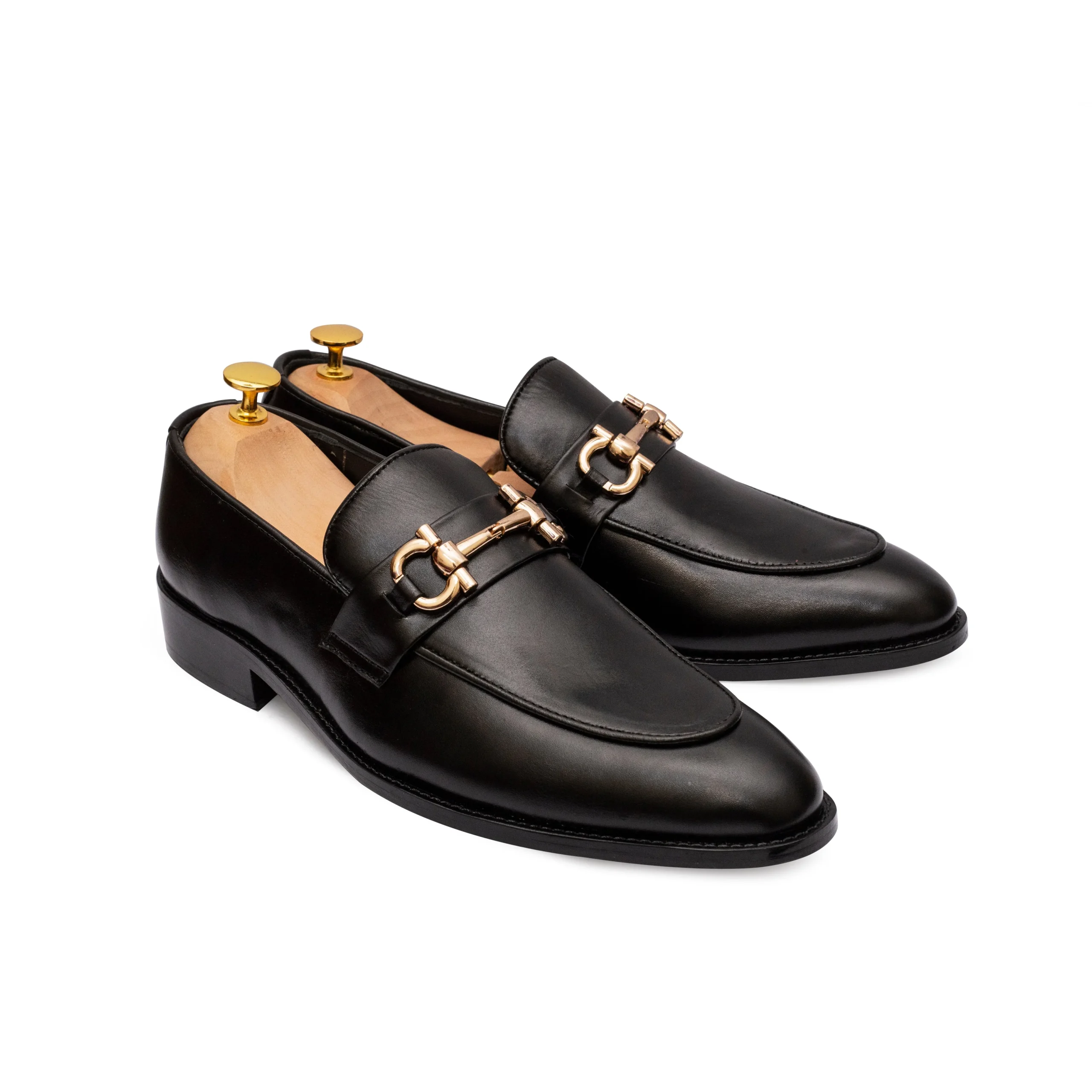 Black Horsebit Buckle Loafers - Handmade Leather Shoes - WeltMan