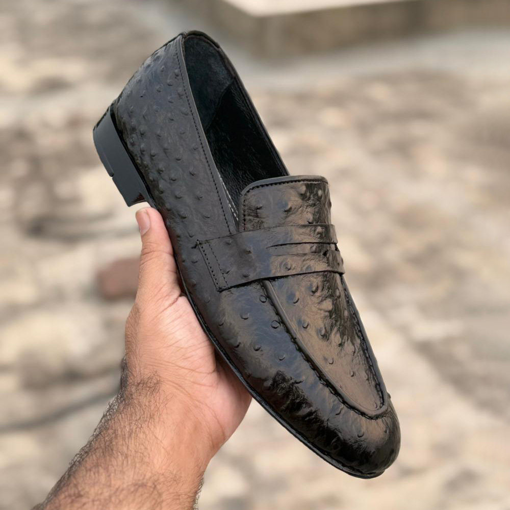 Holden – Made to Order Black Ostrich Loafer - Image 9