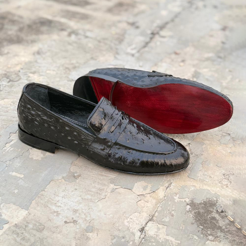 Holden – Made to Order Black Ostrich Loafer - Image 8