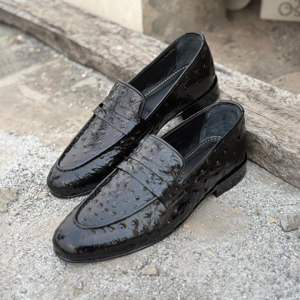 Holden – Made to Order Black Ostrich Loafer - Image 7