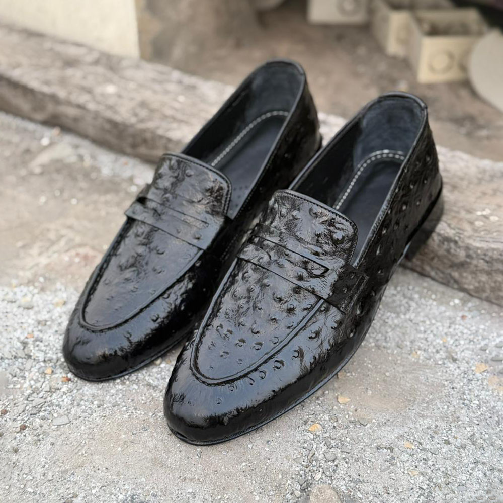 Holden – Made to Order Black Ostrich Loafer