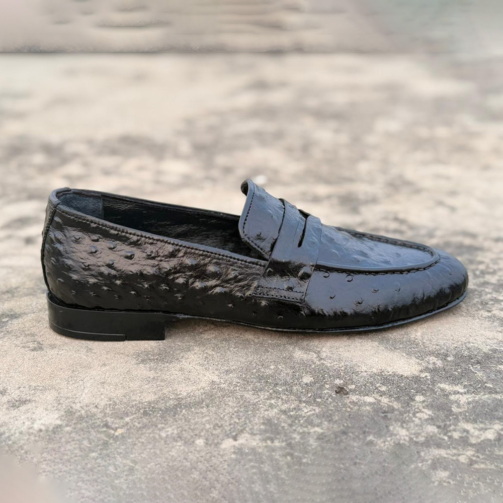 Holden – Made to Order Black Ostrich Loafer - Image 6