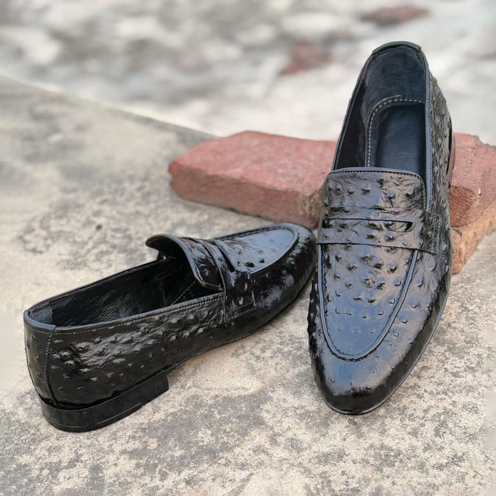Holden – Made to Order Black Ostrich Loafer - Image 5