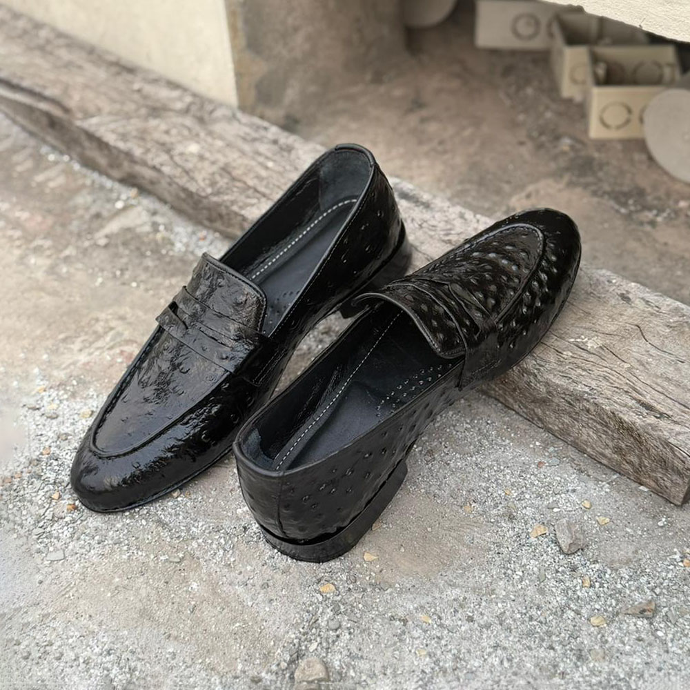 Holden – Made to Order Black Ostrich Loafer - Image 4