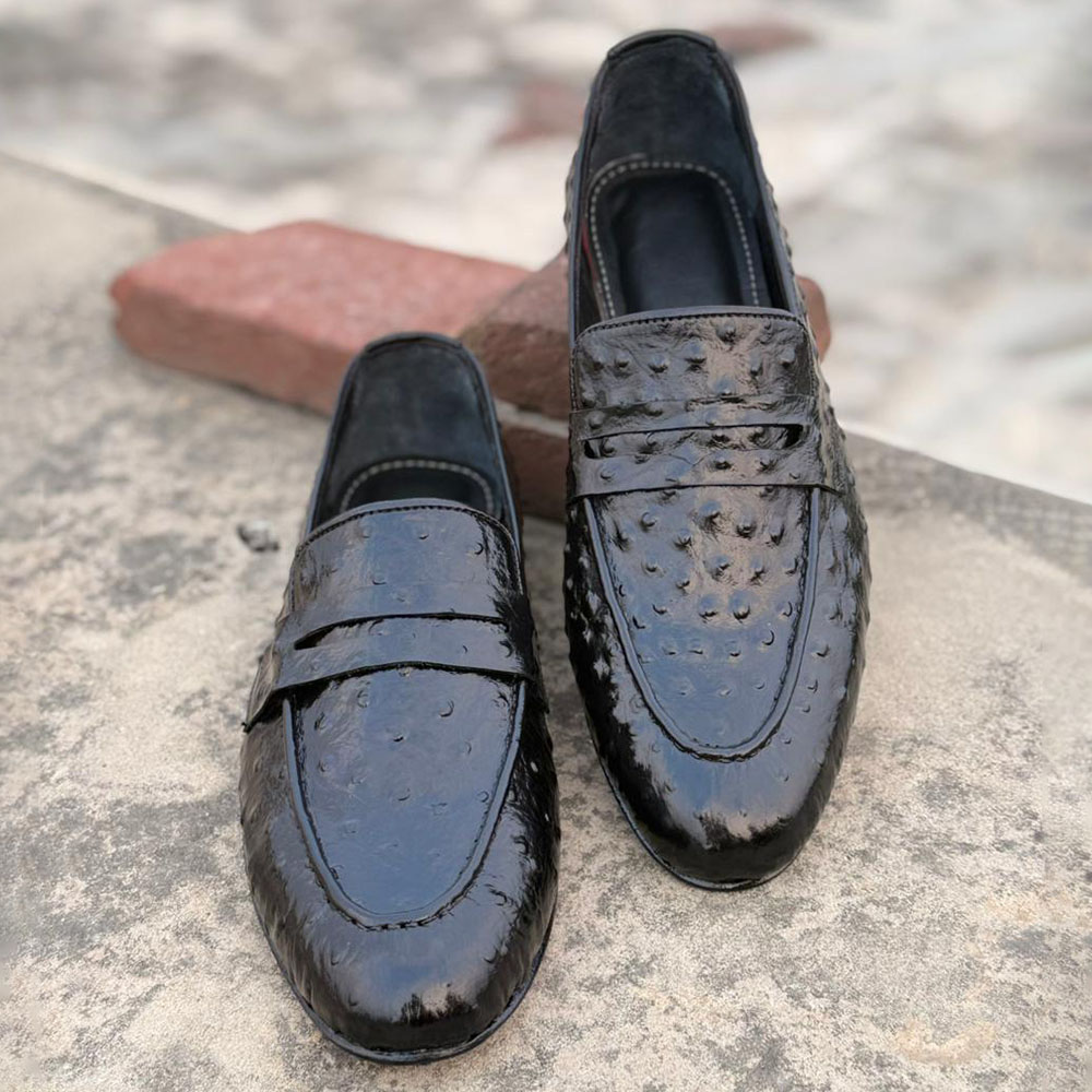 Holden – Made to Order Black Ostrich Loafer - Image 3