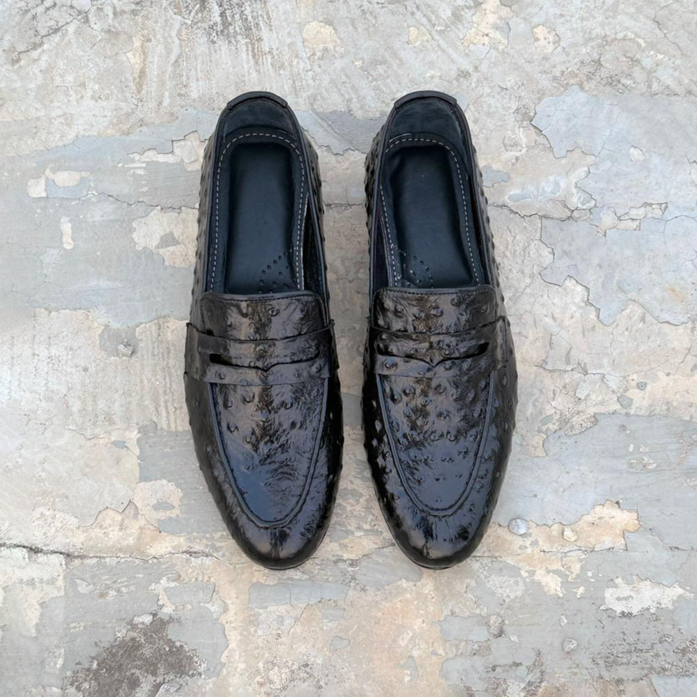 Holden – Made to Order Black Ostrich Loafer - Image 2